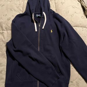 polo ralph lauren navy blue zip up sweater size large